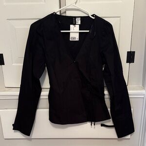 H&M Black Wrap Blouse
